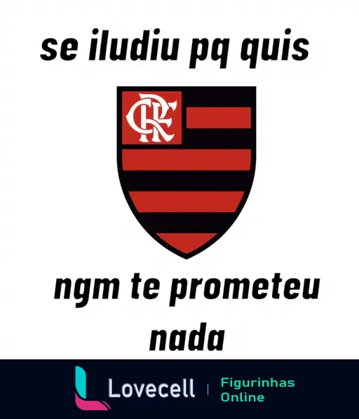 Imagem estática com o escudo do Flamengo no centro. Acima, lê-se 'se iludiu pq quis' e abaixo 'ngm te prometeu nada'.