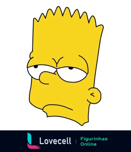 Figurinha do Bart Simpson irritado com expressão facial contrariada e olhos semicerrados, cabelo amarelo espetado