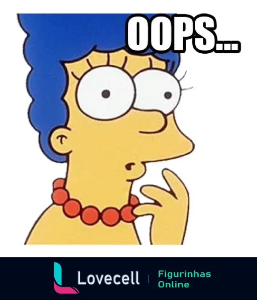 Figurinha da Marge Simpson com expressão surpresa e a palavra 'OOPS...' acima dela, indicando surpresa ou erro