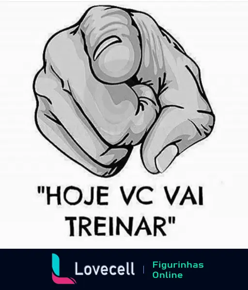 Imagem motivacional de treino com o texto 'HOJE VC VAI TREINAR' e desenho de mão apontando para incentivar a prática de exercícios na academia