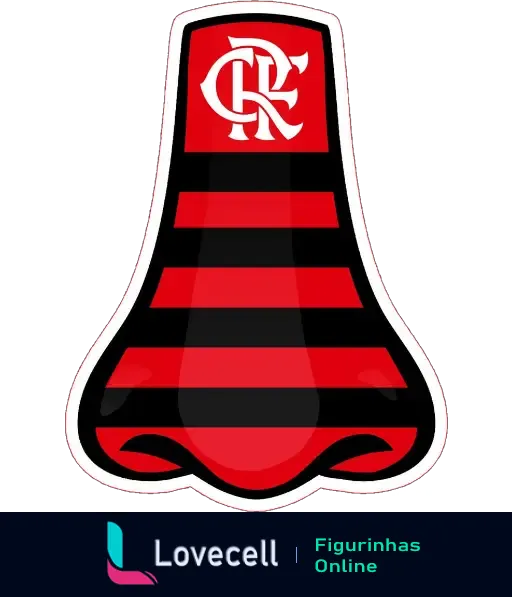 Figurinha do escudo do Flamengo com design moderno em cores rubro-negras e emblema CRF ao centro