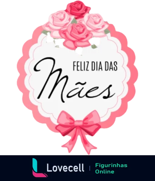 Guirlanda decorativa rosa e branca com rosas e laço, exibindo a mensagem 'Feliz Dia das Mães' em fonte cursiva para celebrar a data