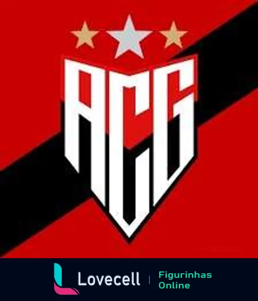 Logo do Atlético-GO com escudo vermelho e preto e iniciais ACG em branco, acompanhado de três estrelas simbolizando conquistas do clube