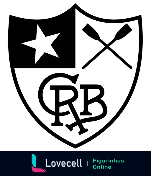 Escudo do Botafogo de Futebol e Regatas com estrela solitária, faixas cruzadas e iniciais CRB em branco