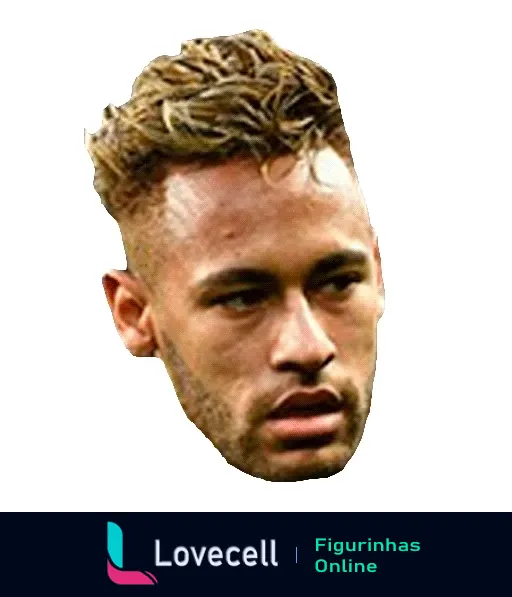 Figurinha do Neymar com cabelo loiro moderno e expressão séria em jogo