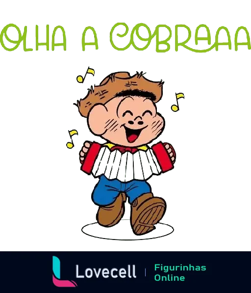 Figurinha de WhatsApp Olha a cobraaa com personagem festivo de Festa Junina