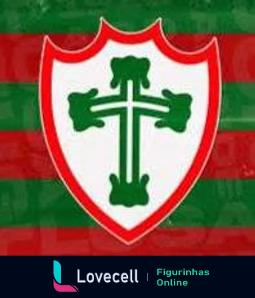 Escudo do clube de futebol Portuguesa com fundo verde, cruz vermelha central, bordas verdes e detalhes com cruzes menores