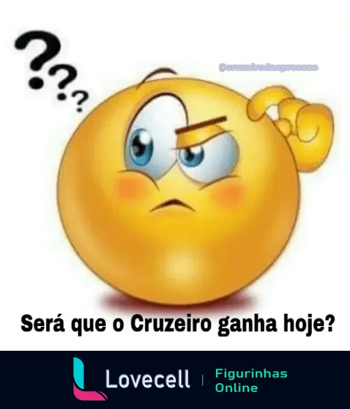 Emoji confuso e pensativo se o Cruzeiro vai ganhar hoje. Pessoas em dúvida ou reflexão sobre o desempenho do time.