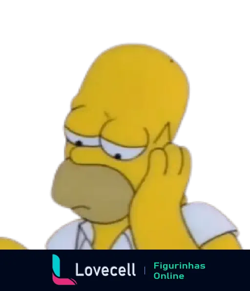 Homer Simpson com expressão triste, mão na cabeça, representando momentos de reflexão e tristeza. Animação dos Simpsons.