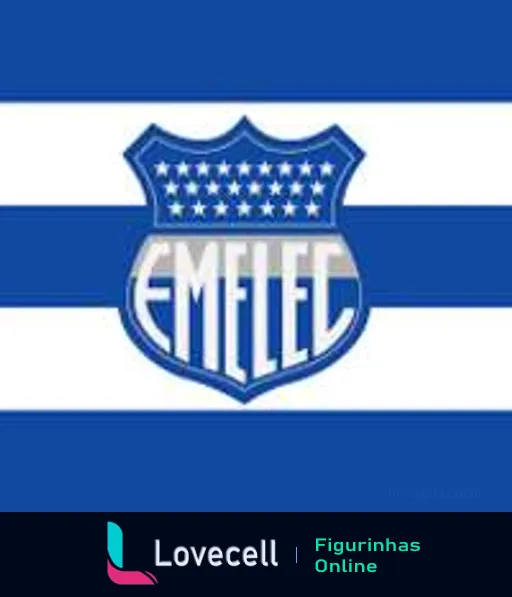 Escudo do Club Sport Emelec com listras azuis e brancas, emblema com estrelas e nome EMELEC no centro