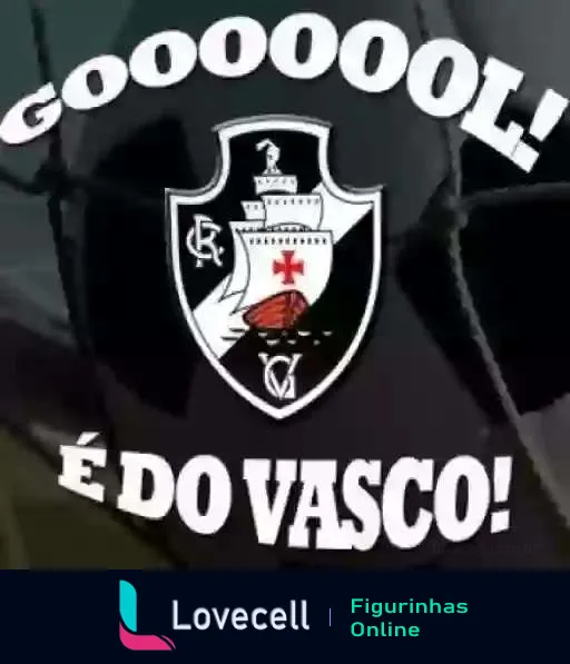 Figurinha com escudo do Vasco da Gama e as palavras 'GOOOOOOL! É DO VASCO!' em letras grandes para celebração de gol durante os jogos