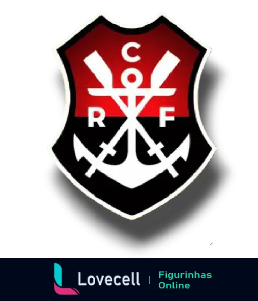 Escudo do CR Flamengo - Orgulho Rubro-Negro. O escudo apresenta um fundo preto e detalhes em vermelho e branco com um âncora e remos cruzados, com as letras C, R, F dispostas na parte superior.