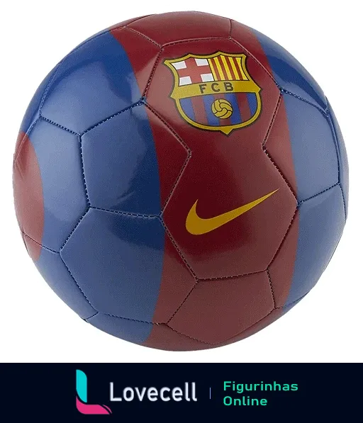 Bola de futebol do FC Barcelona com cores vermelho e azul e logotipo da Nike