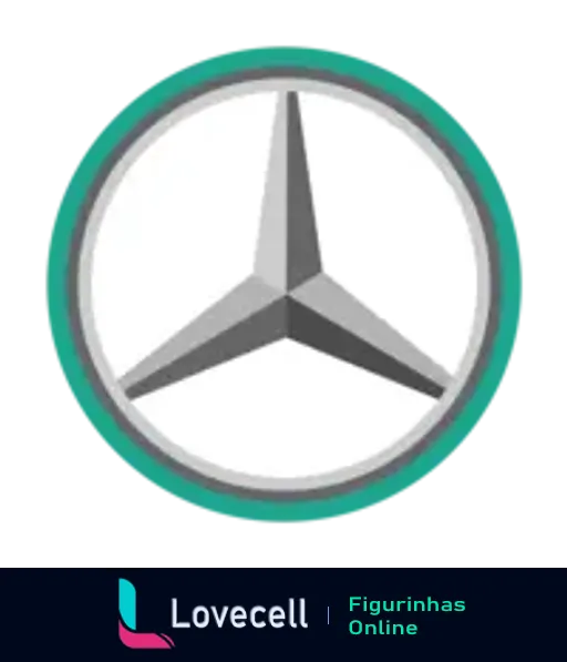 Logotipo da Mercedes com estrela de três pontas em círculo turquesa, simbolizando luxo e qualidade automotiva