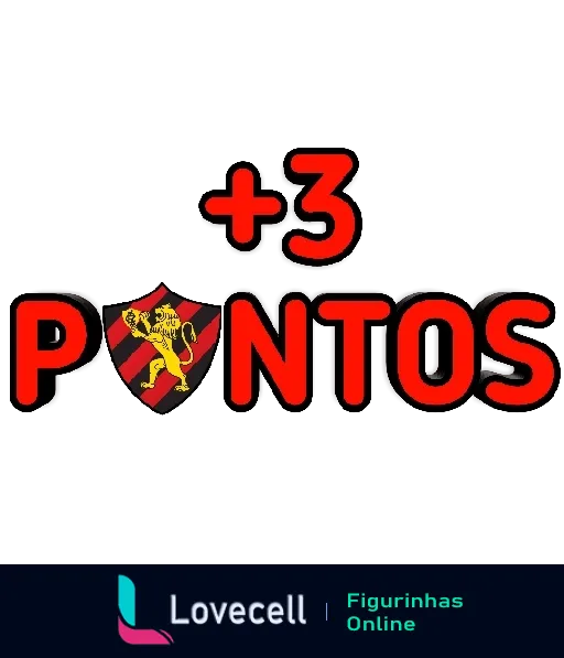 Figurinha do emblema do Sport Recife com o texto '+3 Pontos' em vermelho, celebrando uma vitória importante.