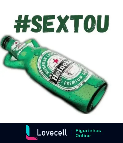 Figurinha de WhatsApp com garrafa de Heineken e texto #Sextou celebrando o final de semana e a cerveja