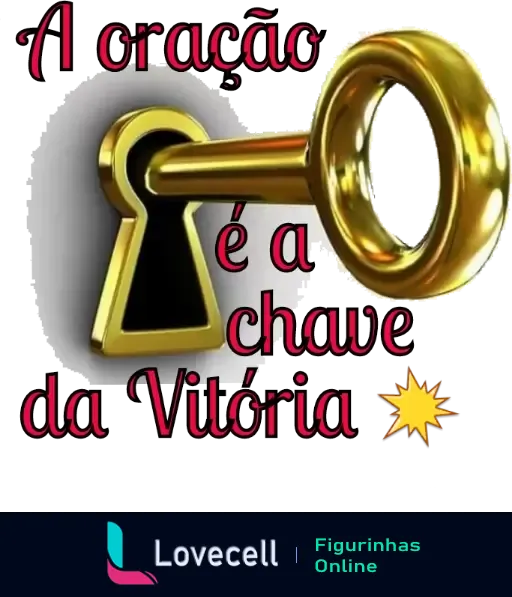 Chave dourada com texto 'A oração é a chave da Vitória' em um design brilhante e estético