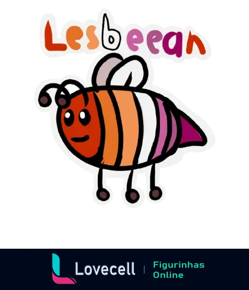 Desenho de uma abelha com as cores da bandeira lésbica e o texto 'Lesbeean' no topo, representando a comunidade LGBTQIA+.