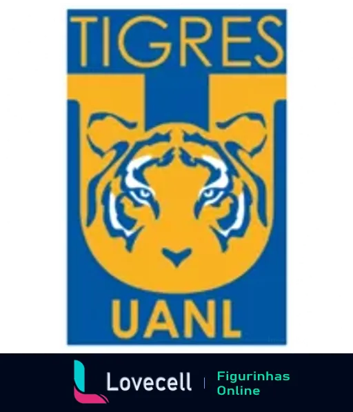 Escudo do Tigres UANL com cabeça de tigre azul e dourado e a inscrição TIGRES UANL