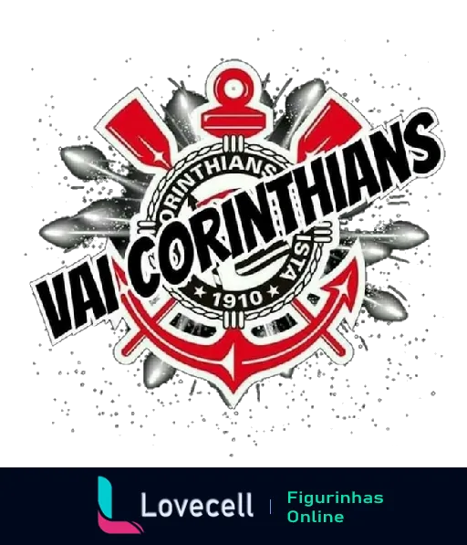 Logo do Sport Club Corinthians Paulista com detalhes brilhantes e texto 'Vai Corinthians' para WhatsApp