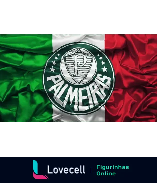 Imagem do escudo do Palmeiras sobre fundo com as cores da bandeira italiana, representando a herança italiana do clube.