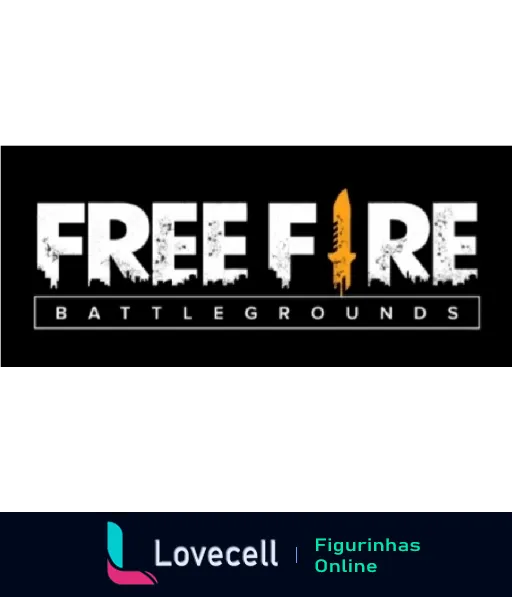 Logo do jogo Free Fire Battlegrounds com texto 'Free Fire' em branco em destaque sobre fundo preto e 'Battlegrounds' logo abaixo, evocando temas de sobrevivência e combate