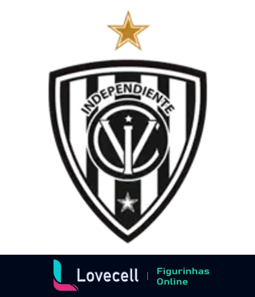 Escudo do Independiente del Valle em preto e branco com uma estrela dourada representando conquistas do clube de futebol equatoriano