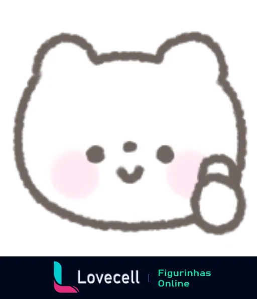 Desenho fofinho do Fluffy Bear com bochechas rosadas, sorrindo e acenando com a mão, em um estilo kawaii cativante.