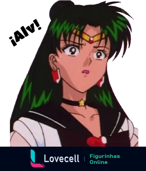 Imagem de Sailor Pluto, personagem de anime, com uma expressão de surpresa e a palavra '¡¿eh?!' ao lado.