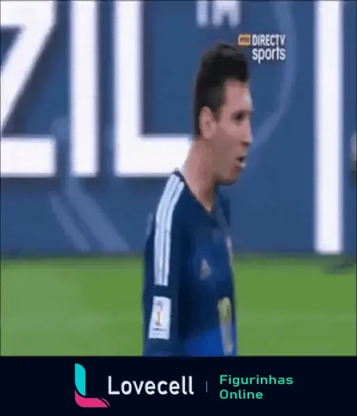 Animação de Messi em diferentes frames, mostrando seu foco e concentração durante um jogo importante.