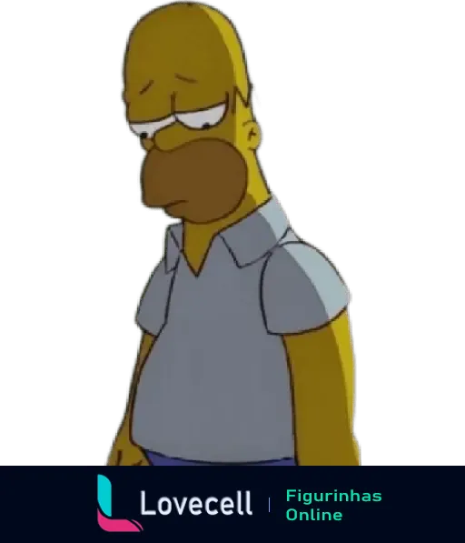 Imagem do Homer Simpson com expressão triste e desanimada, em pé com os ombros caídos, refletindo um momento de tristeza profunda.