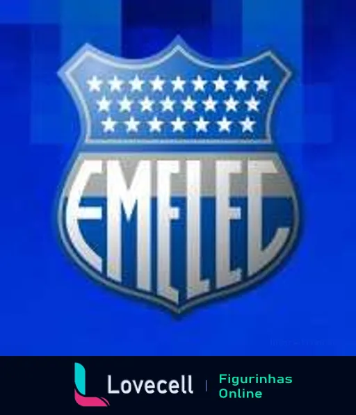 Emblema do Club Sport Emelec em fundo azul vibrante, com estrelas brancas e letras 'EMELEC' em prata