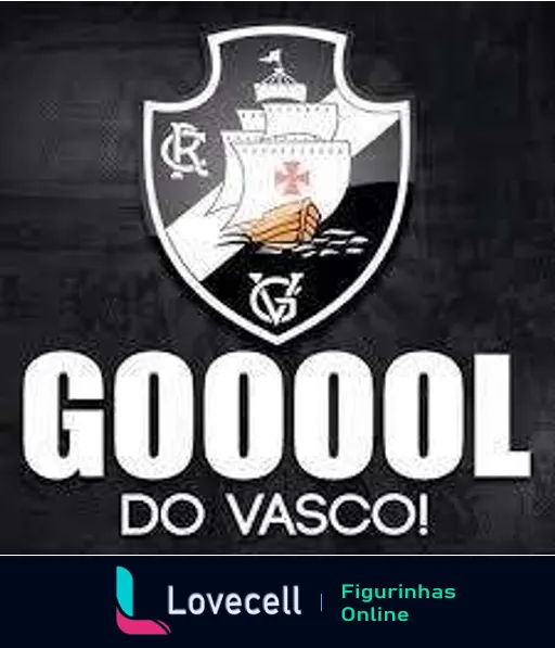 Escudo do Vasco da Gama em preto e cinza com texto 'GOOOOL DO VASCO' em branco