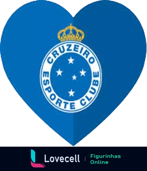 Figurinha de coração azul celeste com logotipo do Cruzeiro Esporte Clube adornado por coroa dourada e três estrelas