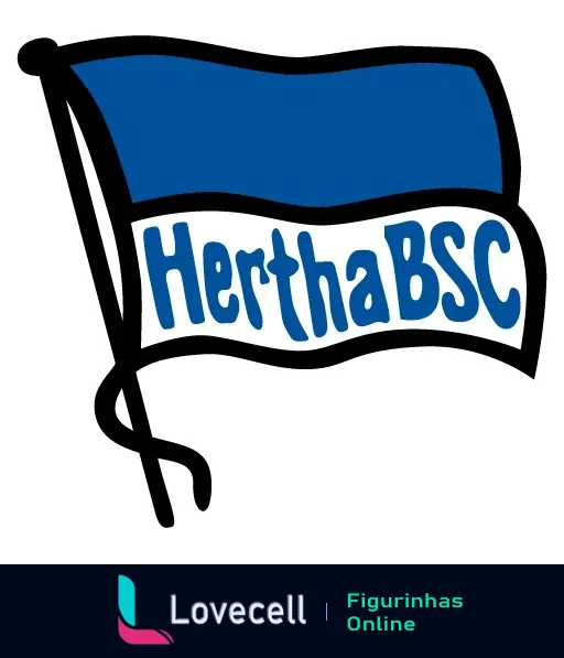 Figurinha do Hertha BSC, representando o clube de futebol com uma bandeira azul e branca com o texto Hertha BSC. Ideal para torcedores e fãs de futebol.