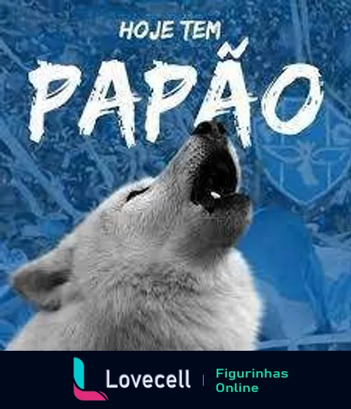 Logo do Paysandu com lobo uivando e frase 'HOJE TEM PAPÃO' em letras brancas sobre fundo azul