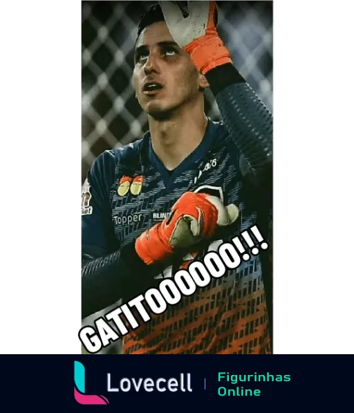 Goleiro Gatito Fernández comemorando com uniforme do Botafogo e luvas laranjas durante partida