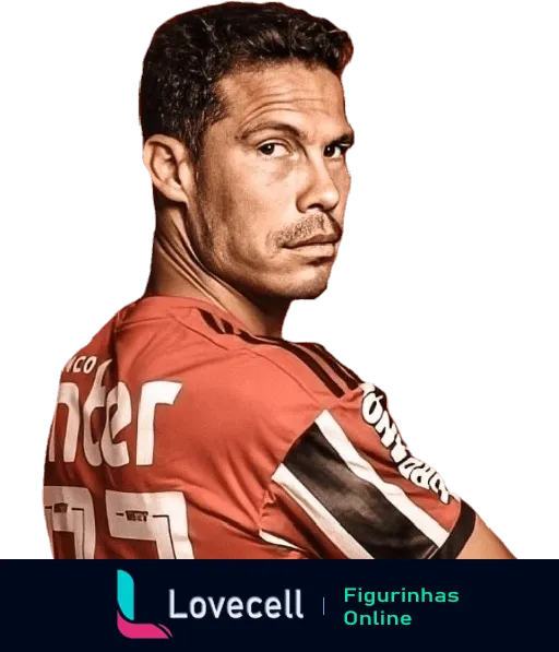 Figurinha do Hernanes vestindo a camisa do São Paulo FC, mostrando uma expressão séria e confiante