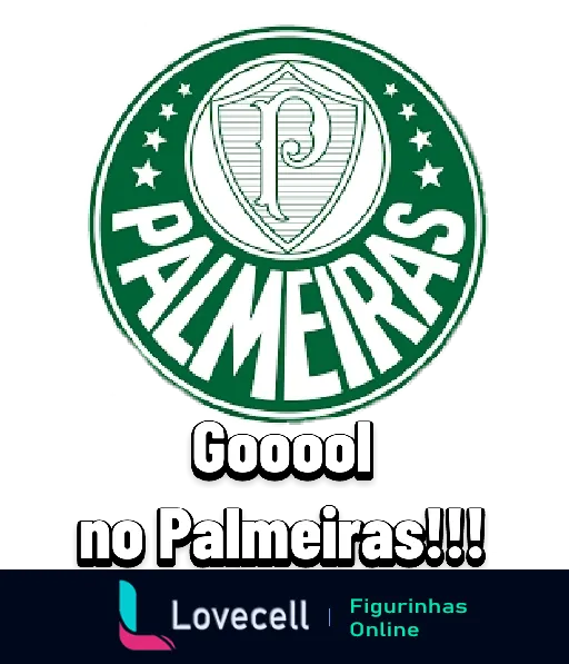 Figurinha com escudo do Palmeiras e a palavra 'Gooool' acima, celebrando gol do time em verde e branco