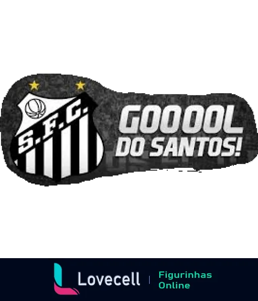 Logotipo do Santos Futebol Clube em preto e branco com a expressão 'GOOOL do Santos!' celebrando entusiasticamente um gol