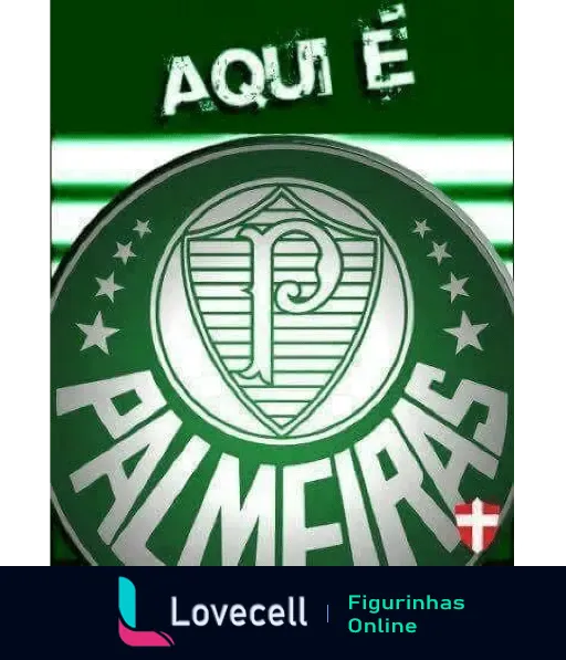 Imagem com o escudo do Palmeiras e a frase 'Aqui é Palmeiras' em destaque. Perfeita para torcedores expressarem seu amor pelo time.