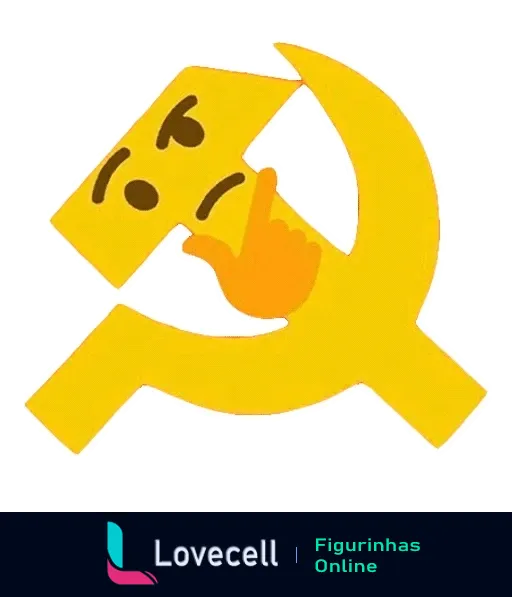 Figurinha de emoji de martelo e foice em amarelo, símbolos do comunismo, em estilo divertido e caricato para expressar ideias políticas