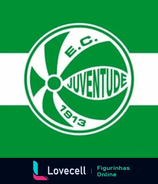 Escudo do Esporte Clube Juventude com fundo verde e branco, design circular e ano de fundação 1913