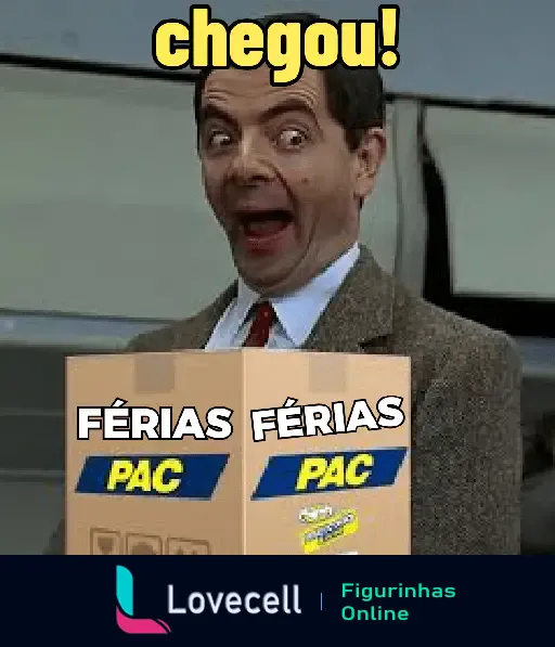 Chegada das férias com muita alegria - Imagem engraçada de alguém recebendo o pacote de férias