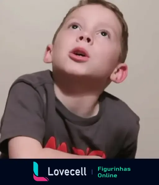 Figurinha do Gavin, famoso por memes, olhando para cima com uma expressão intrigada e curiosa. Ideal para reações de surpresa ou dúvida.