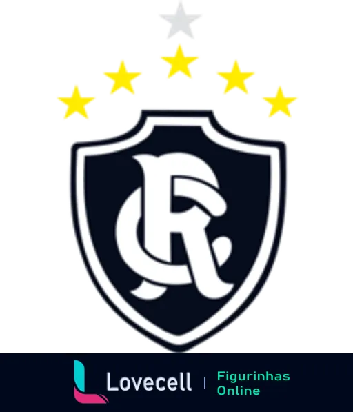 Escudo do Clube do Remo em azul e branco com as iniciais 'CR', quatro estrelas amarelas e uma prateada no topo