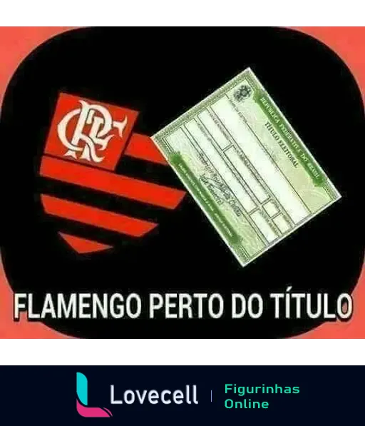 Montagem do título de eleitor sendo puxado pelo símbolo do Flamengo. Texto na imagem: 'Flamengo perto do título'.