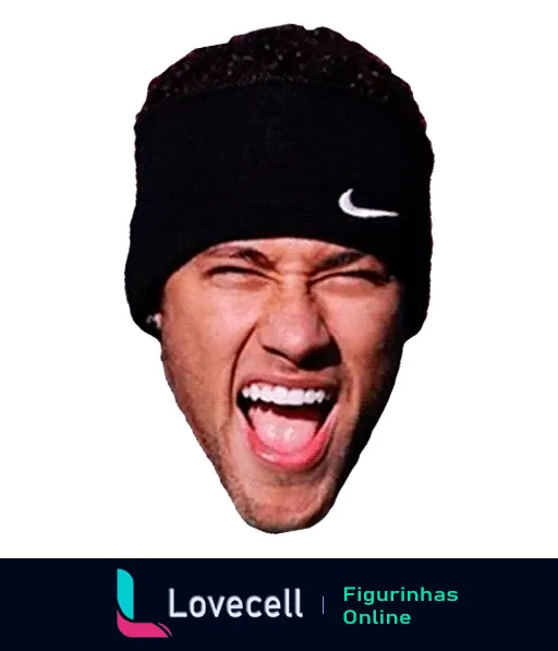 Neymar gritando intensamente, usando gorro preto da Nike