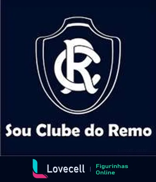 Escudo azul e branco do Clube do Remo com iniciais CR estilizadas no centro e texto 'Sou Clube do Remo' abaixo