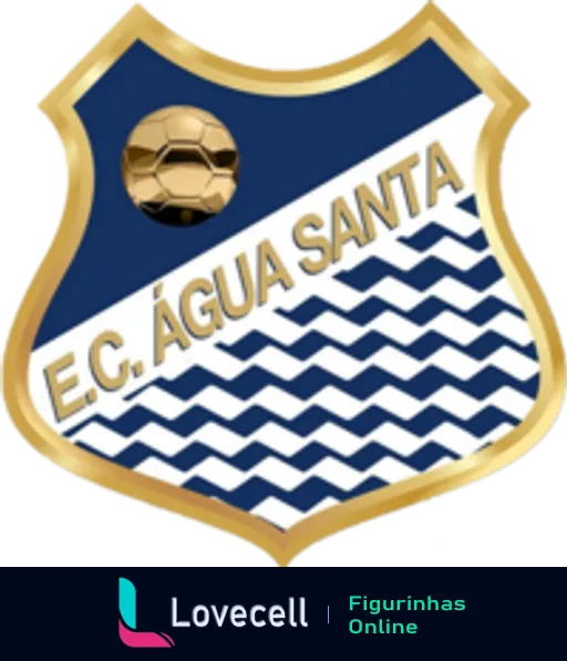 Escudo do Esporte Clube Água Santa com bola de futebol e padrão de ondas em contorno dourado